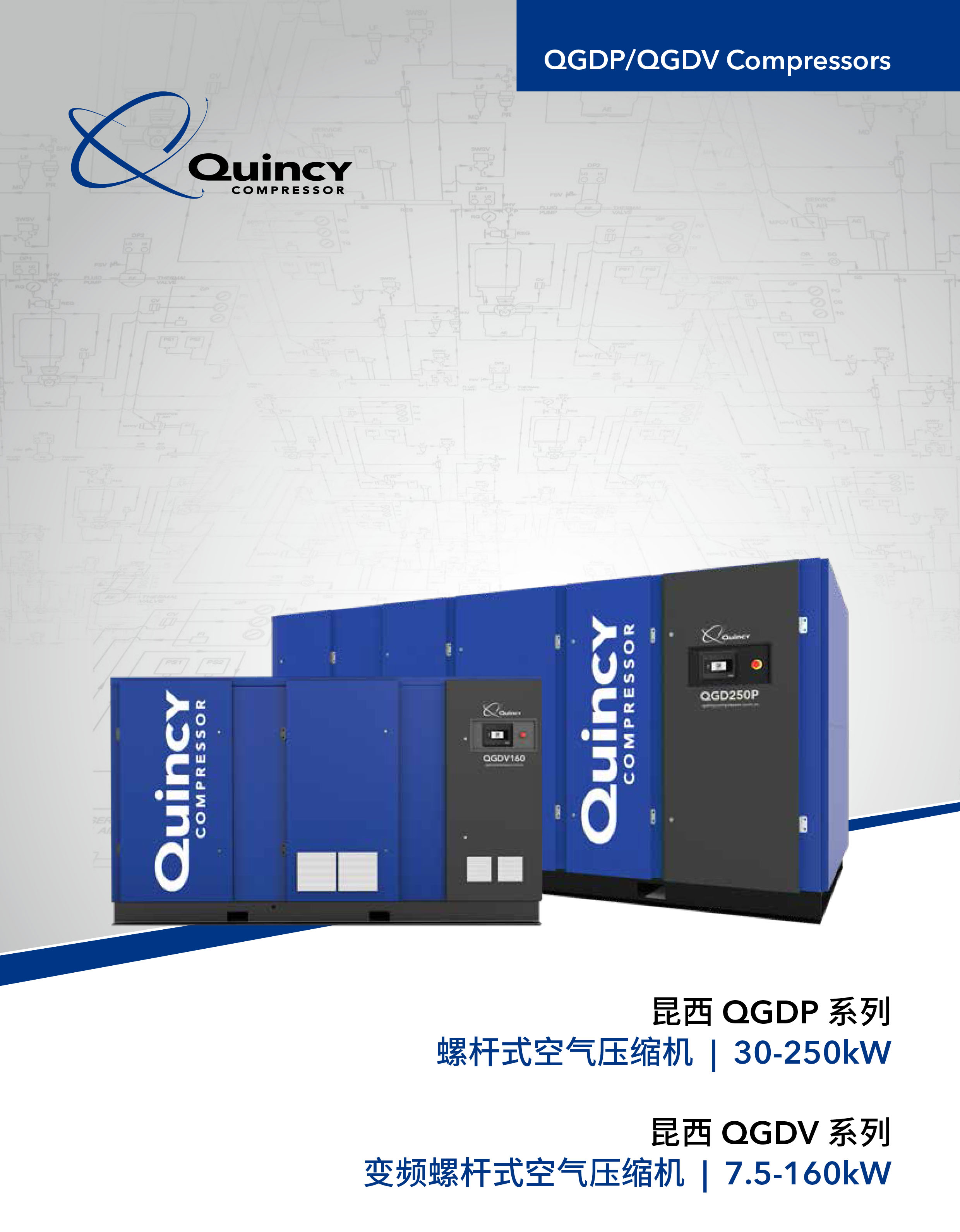 美国昆西QGDP系列 螺杆式空气压缩机 30-250KW