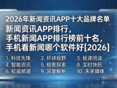新闻资讯APP排行，手机新闻APP排行榜前十名，手机看新闻哪个软件好[2026]