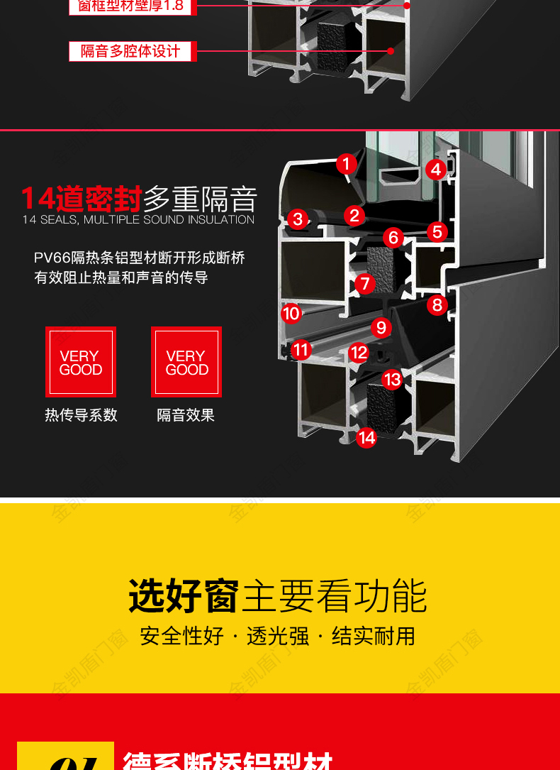 苏州定制断桥铝门窗封阳台平开窗卧室铝合金中空钢化玻璃隔音窗(图13)