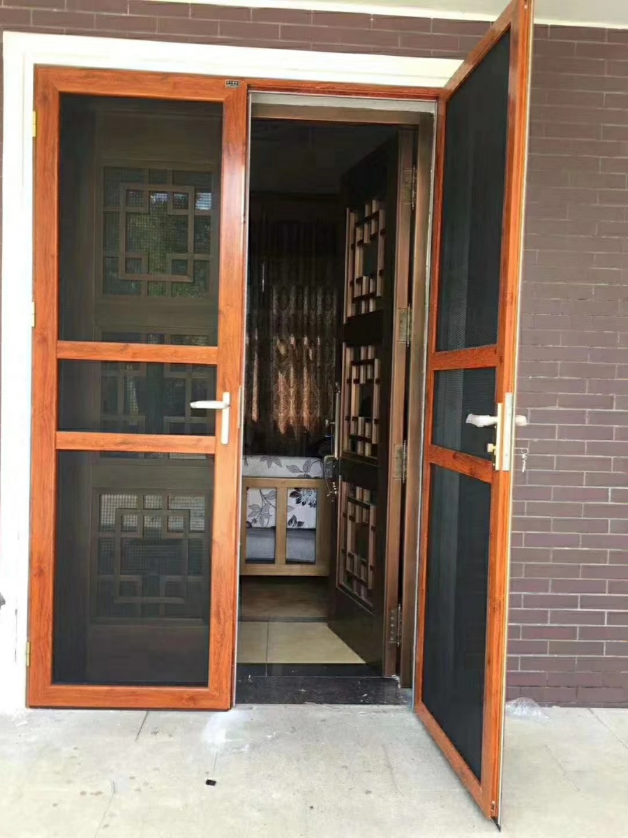 金刚网纱门平开铝合金不锈钢防鼠防蚊高清厂家定制入户大门单开锁(图16)