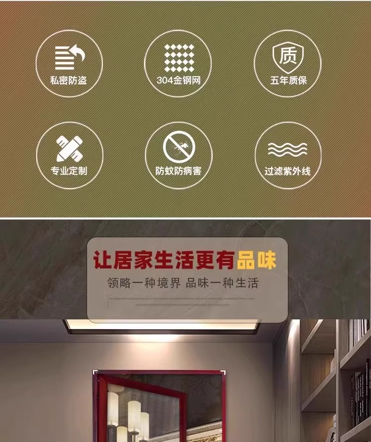 金刚网平开门金刚砂金钢网防蚊网老式木门纱门平开带门框防蚊门帘(图2)