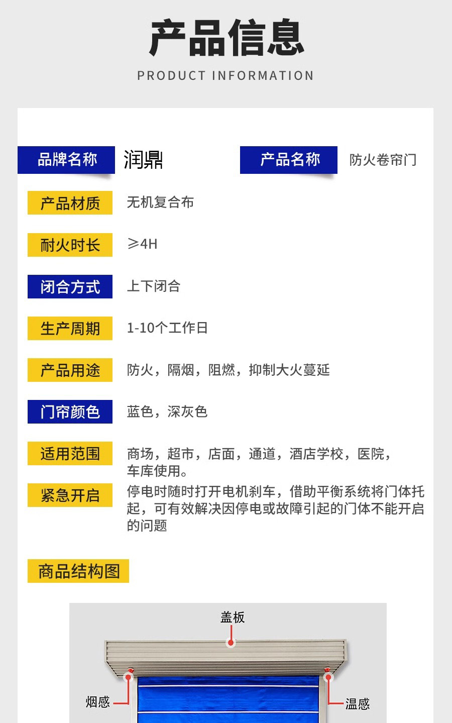 防火卷帘门特级无机布消防卷帘门地下车库安全出口电动钢制卷闸门(图8)