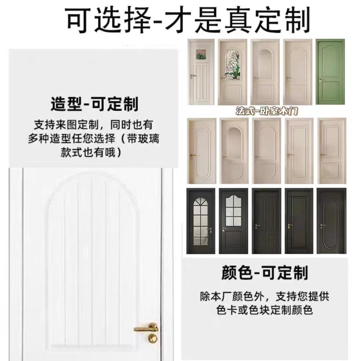 杭州实木复合实木多层烤漆门免漆门生态门法式简约奶油风卧室门(图15)