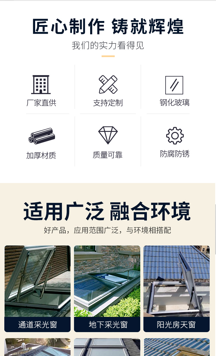 加厚铝合金斜屋顶天窗平顶房阳光房阁楼天窗盖地下室采光井老虎窗(图3)