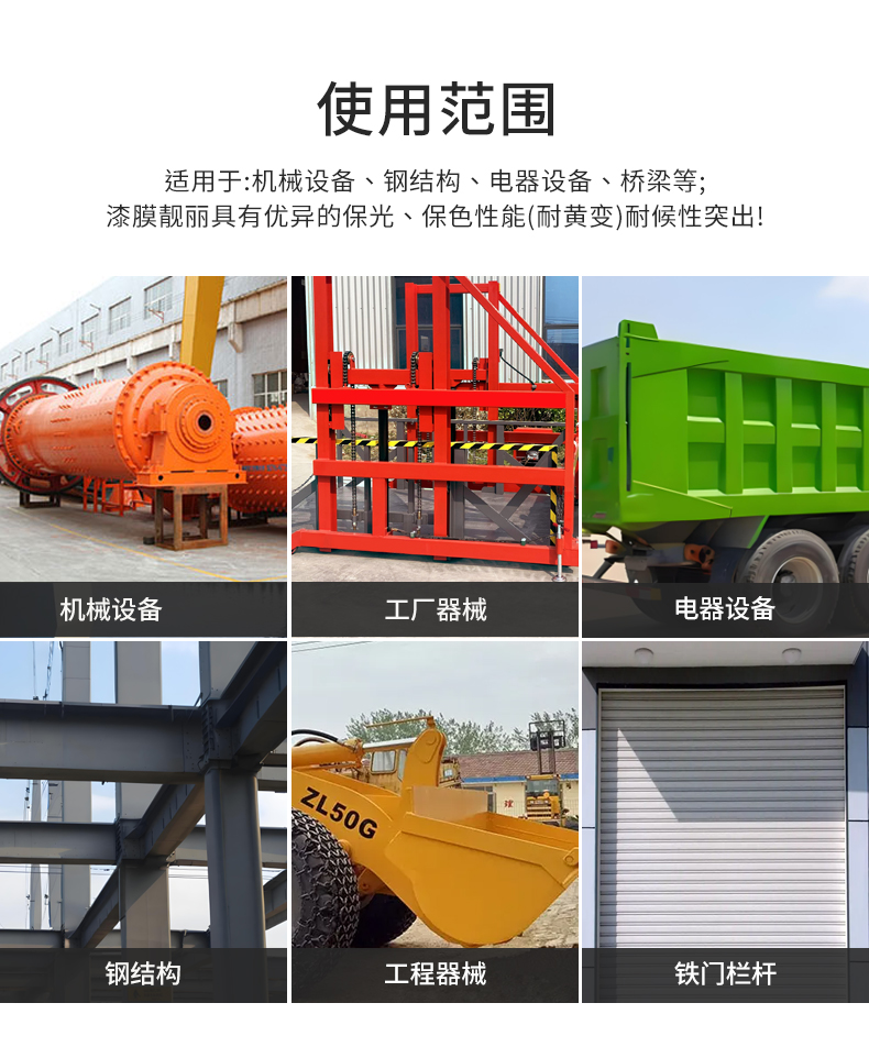 机械设备漆金属防锈漆防腐工厂机床车厢翻新钢结构工业漆丙烯酸漆(图8)