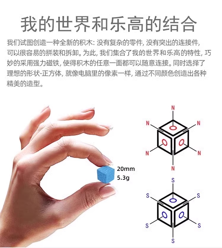 2025新款我的世界磁力方块磁铁积木迷你磁吸玩具益智拼装儿童全套(图2)