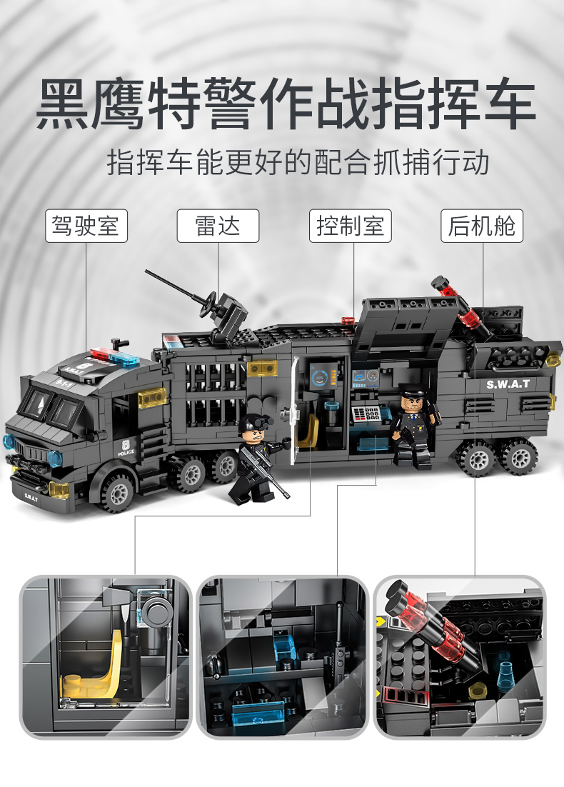 中国积木男孩子城市益智力拼装图汽车儿童特警机器人金刚玩具礼物(图4)