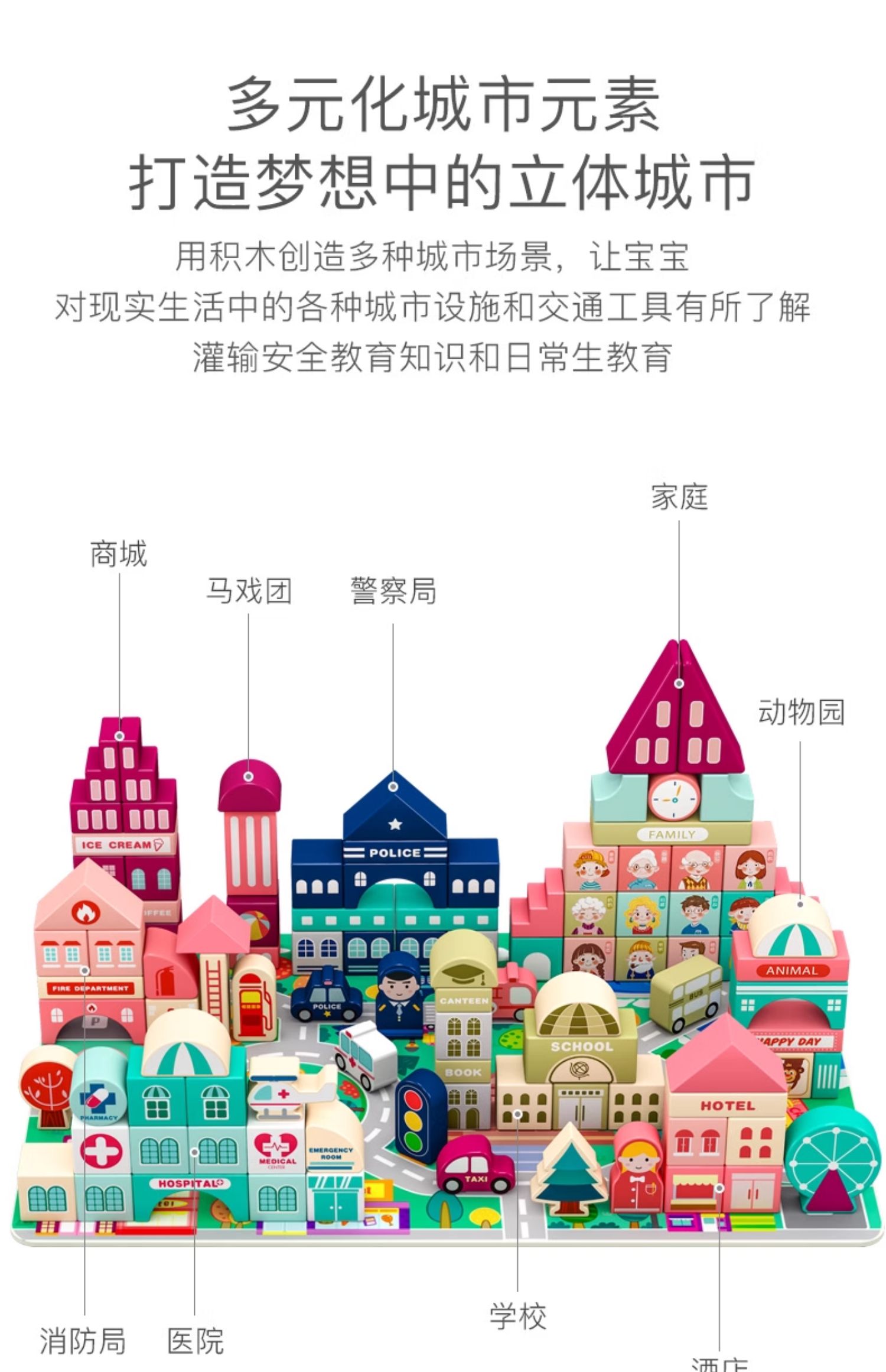 幼儿童积木木头拼装宝宝玩具1益智到2岁3大颗粒6男一女孩拼图早教(图2)