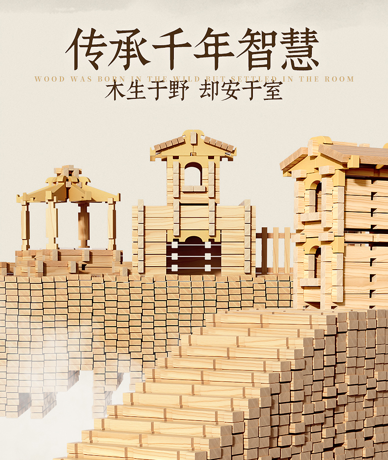 榫卯积木玩具儿童智慧益智大脑开发新中式古建筑鲁班结构木质房子(图4)