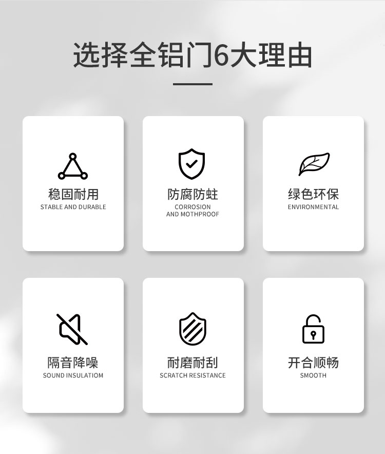 全铝门铝合金房间门木纹简约卧室门室内隔音防潮免漆门定制房门(图2)