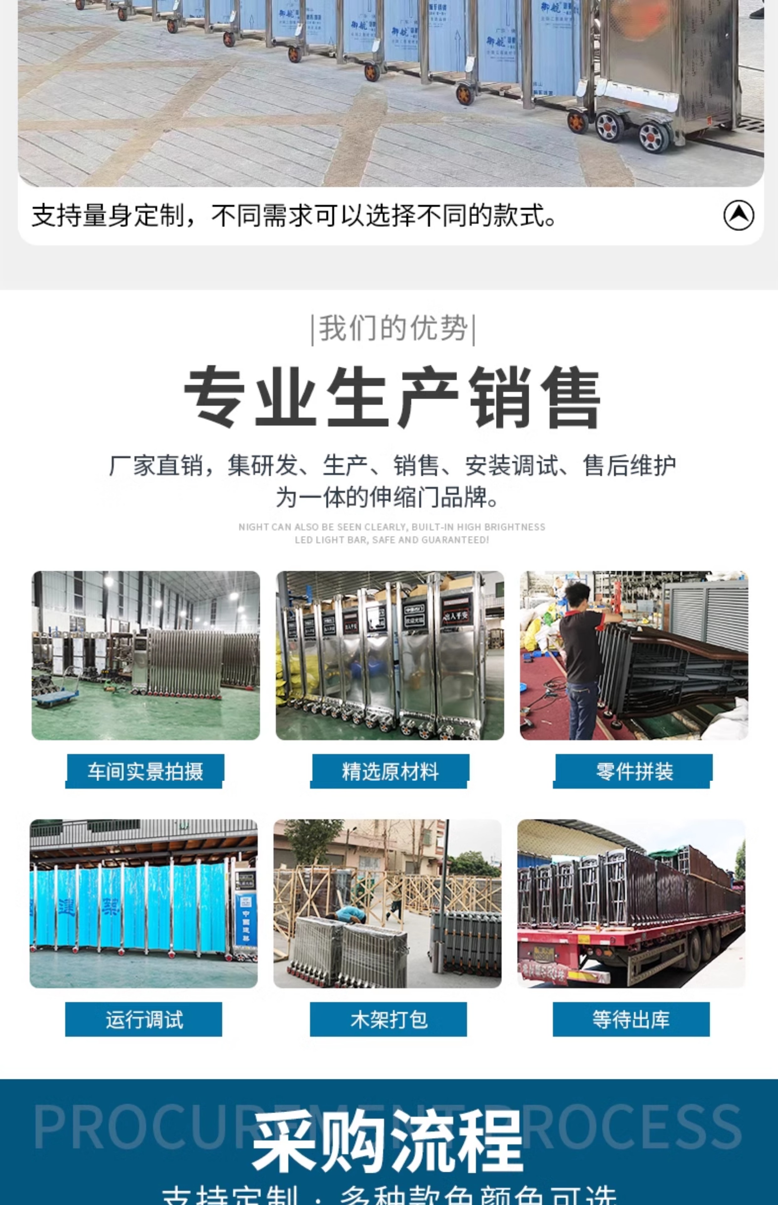 不锈钢封板电动伸缩门工厂公司单位自动门学校工地铝合金收缩大门(图16)