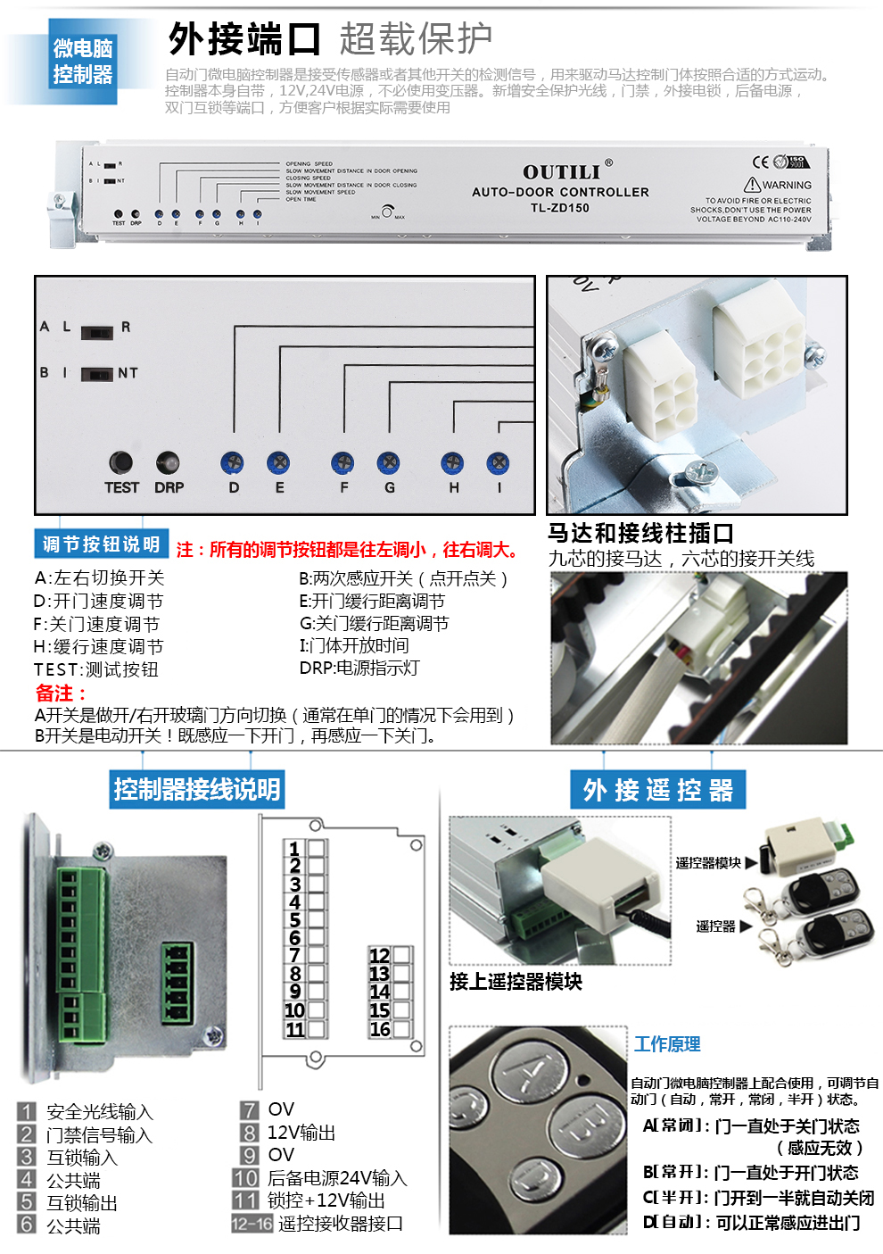 欧太力自动门机组电动玻璃感应门遥控平移电动门车库超市电动门禁(图20)