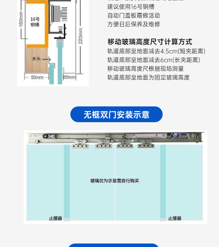 斯派昂感应门自动门电机整套机组玻璃电动平移轨道160自动感应门(图18)