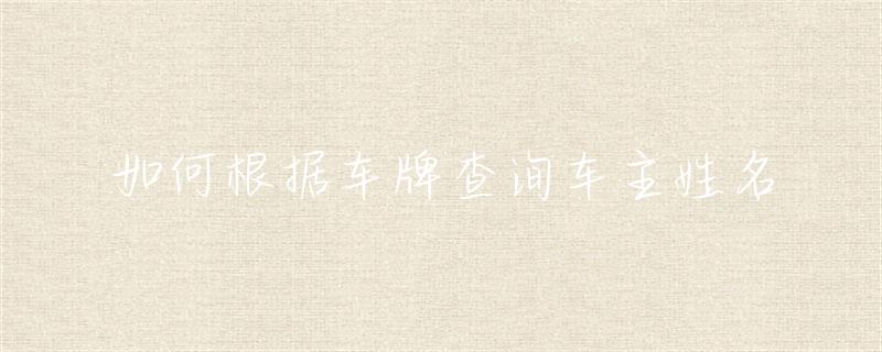 车辆查询车主姓名_车主姓名查询车辆信息的软件_车主姓名查询车辆信息