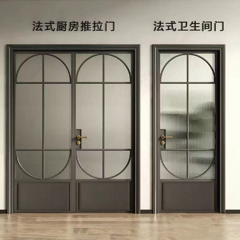 定制法式复古铁艺门玻璃门室内卫生间平开门厕所拱形北欧轻奢现代(图17)