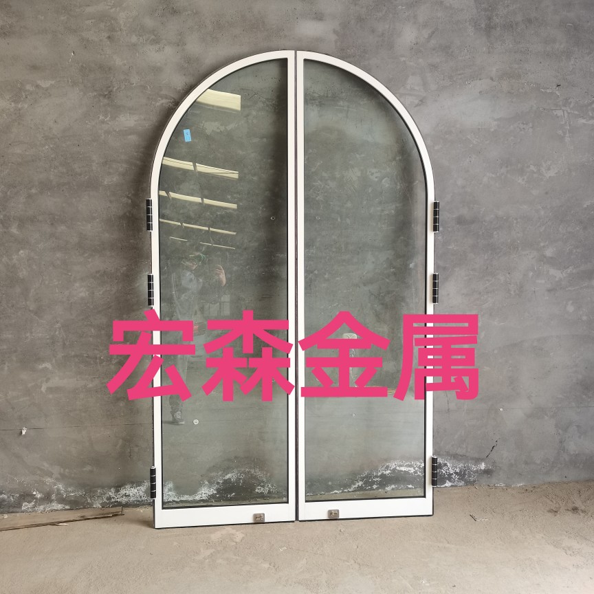 拱形网红门旋转门服装店中轴钢化圆弧拱形360度铝合金玻璃门定制(图12)