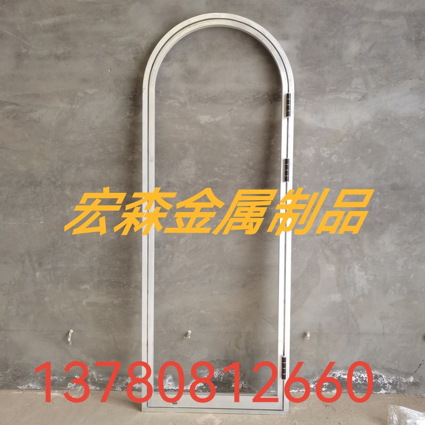 拱形网红门旋转门服装店中轴钢化圆弧拱形360度铝合金玻璃门定制(图10)