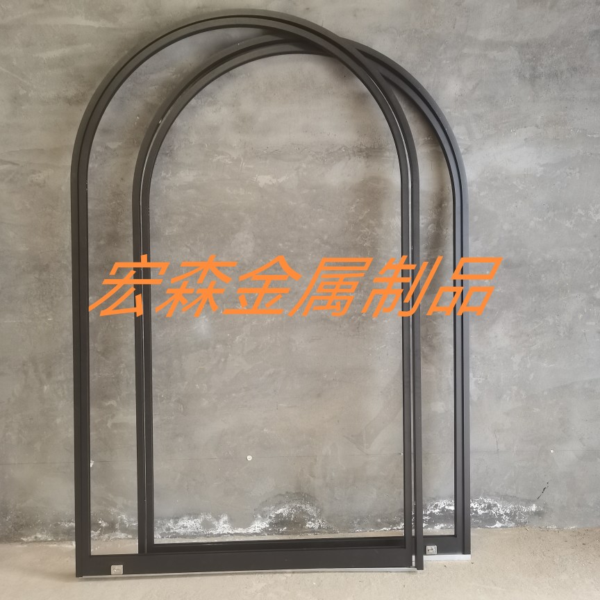 拱形网红门旋转门服装店中轴钢化圆弧拱形360度铝合金玻璃门定制(图8)