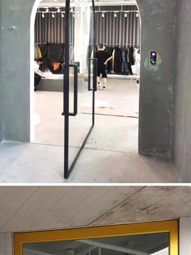 网红门拱形360度服装店拱形门设计中轴地弹簧门单双开旋转玻璃门(图15)