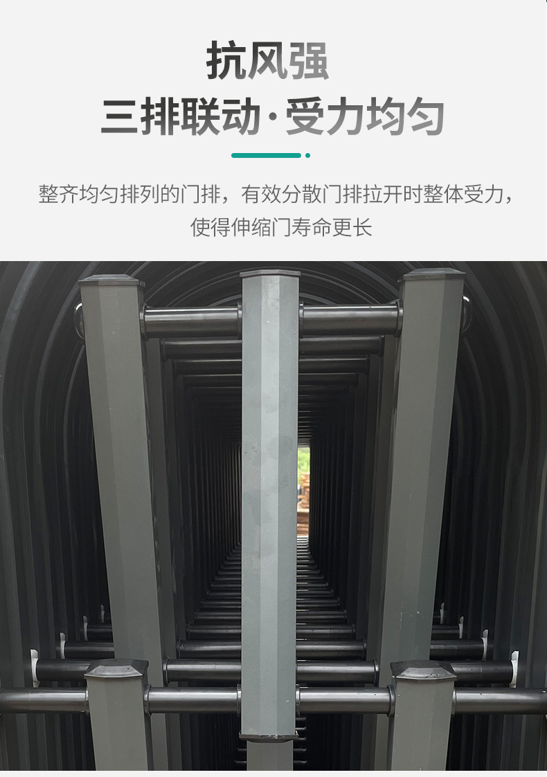 丙高铝合金电动伸缩门小区工厂围墙电动大门收缩门遥控自动拉伸门(图9)