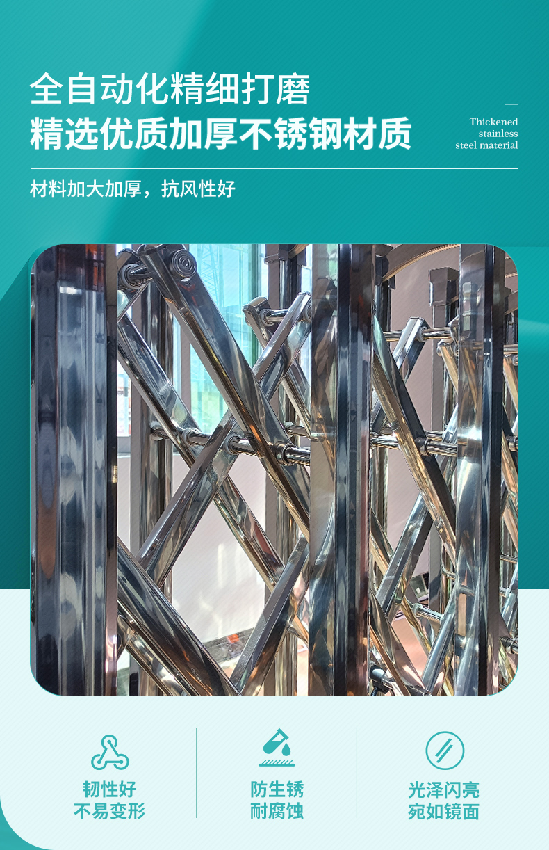 智能电动伸缩门不锈钢工地学校工厂无轨遥控推拉门折叠分段平移门(图7)