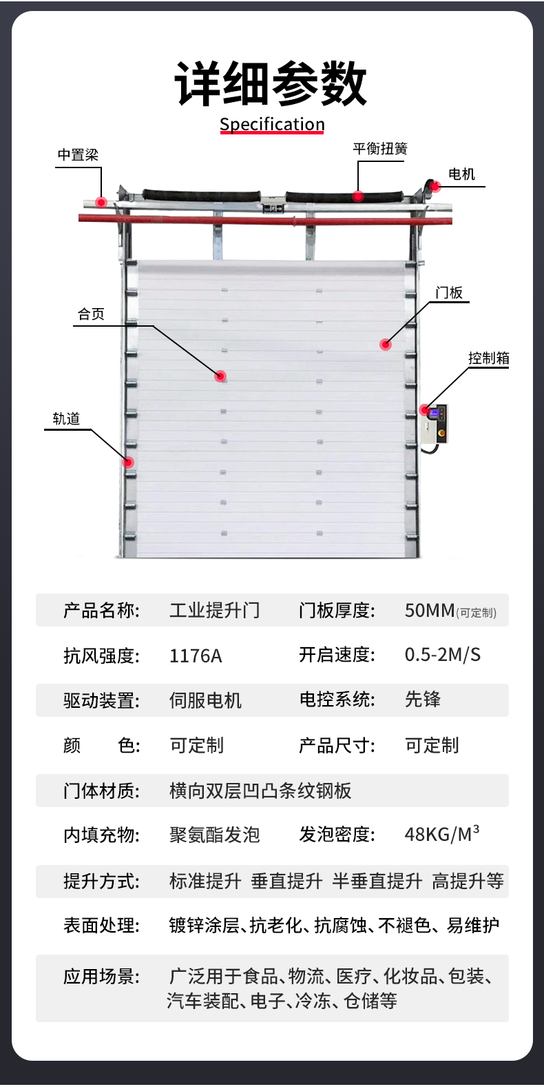 工业快速提升门厂房电动垂直门消防滑升门车间物流仓库升降门(图6)