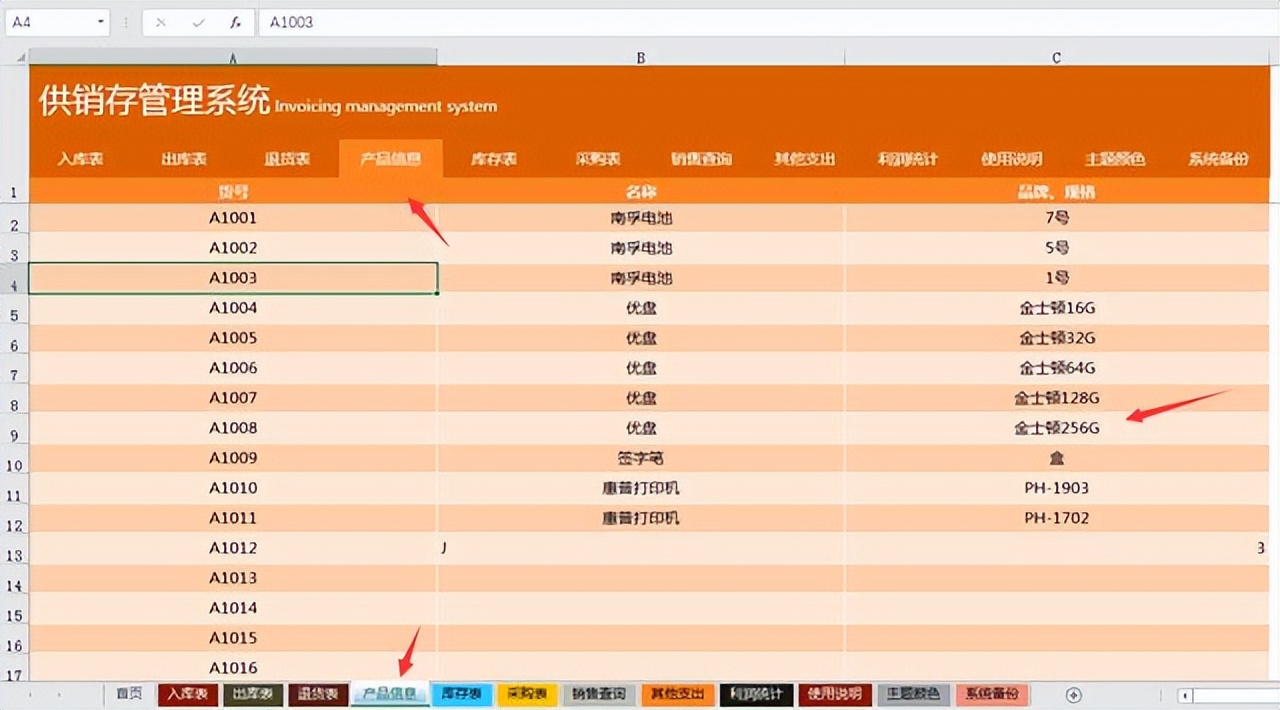 Excel进销存管理系统_excel费用支出表格模板_自动库存更新函数模板