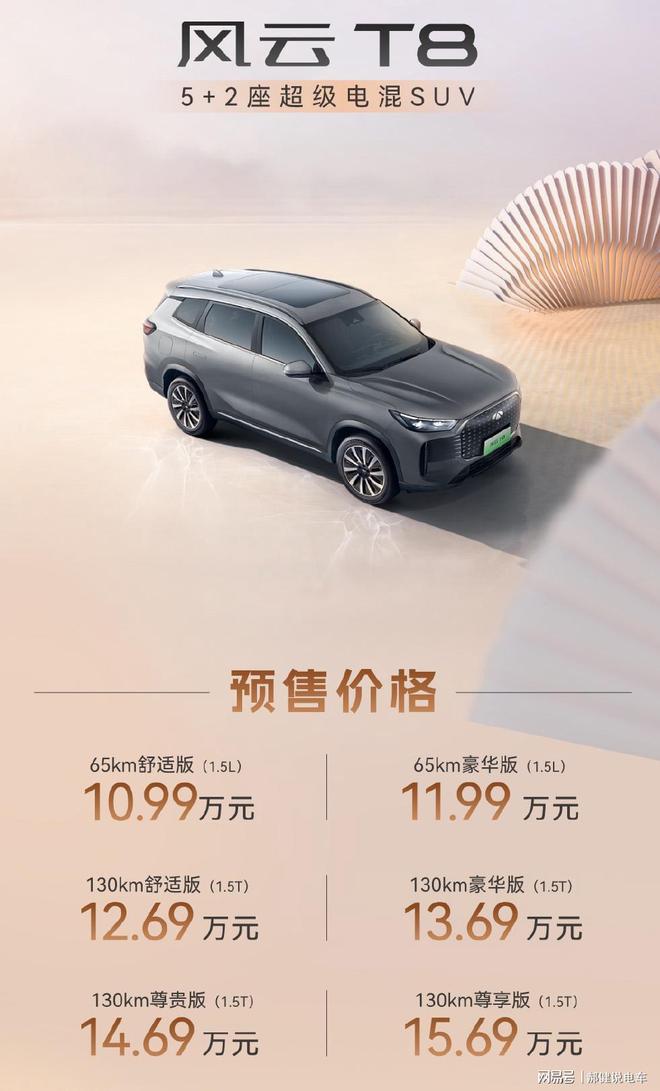 奇瑞风云T8开启预售 价格区间10.99-15.69万元