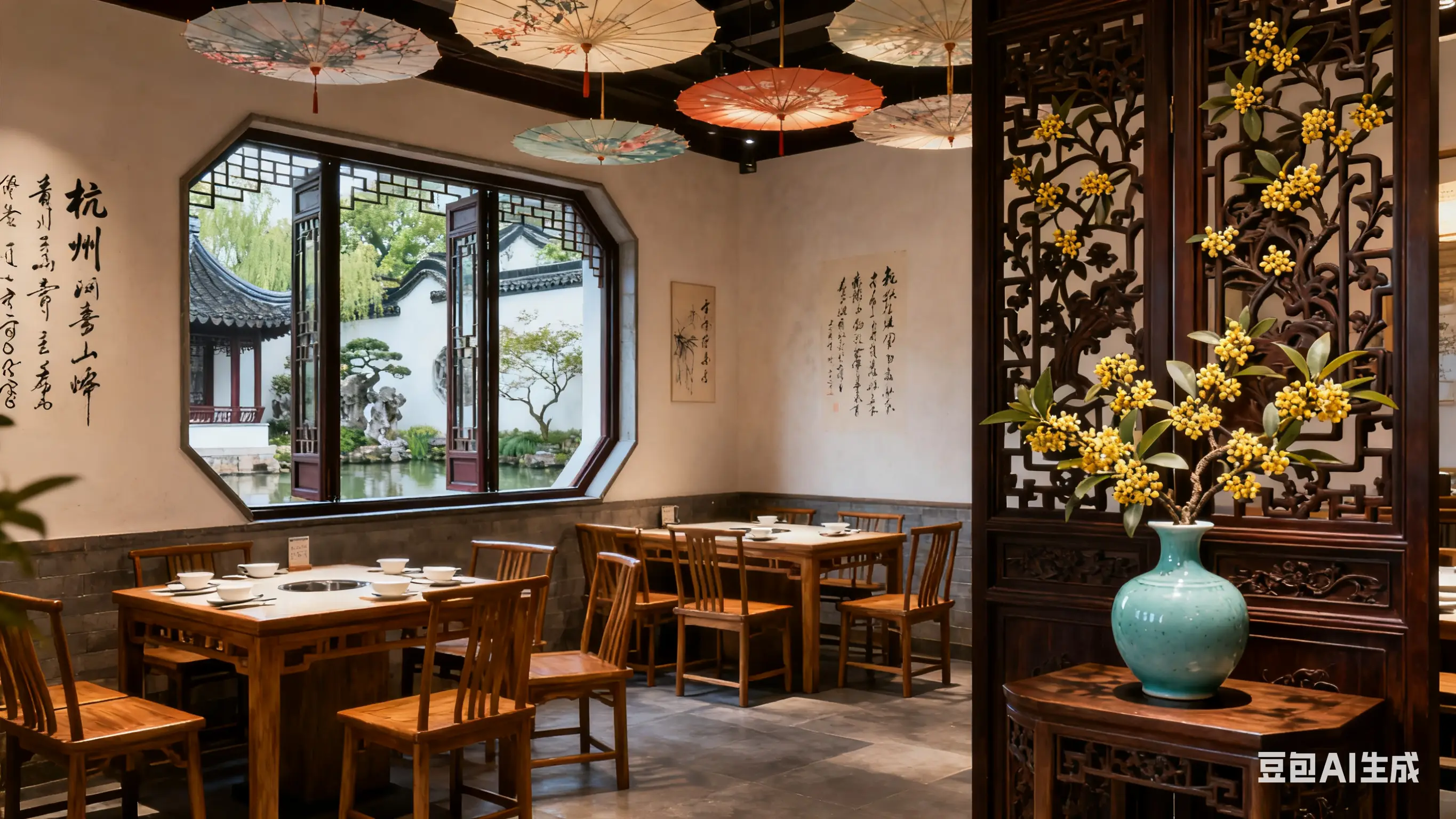 杭州小餐馆装修避坑!5家特色公司帮你留客(图6) 花万里设计公司_餐饮店面装饰设计图片_杭州小餐馆特色装修公司推荐